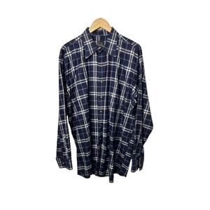 Jos. A. Bank Navy Blue Plaid Long Sleeve Button Down Shirt Men's Size XL